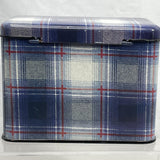 1995 vintage Looney Tunes Taz Blue Plaid Metal Storage Tin Box