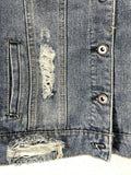 Highway M Distressed Cropped Denim Jean Jacket Trucker Coat Blue Juniors M