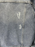 Highway M Distressed Cropped Denim Jean Jacket Trucker Coat Blue Juniors M