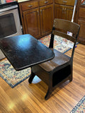 Vintage Metal & Wood School Desk Chair with Storage Compartment