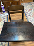 Vintage Metal & Wood School Desk Chair with Storage Compartment