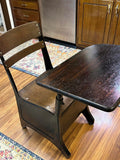 Vintage Metal & Wood School Desk Chair with Storage Compartment