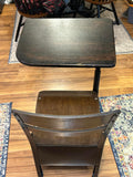 Vintage Metal & Wood School Desk Chair with Storage Compartment