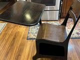 Vintage Metal & Wood School Desk Chair with Storage Compartment