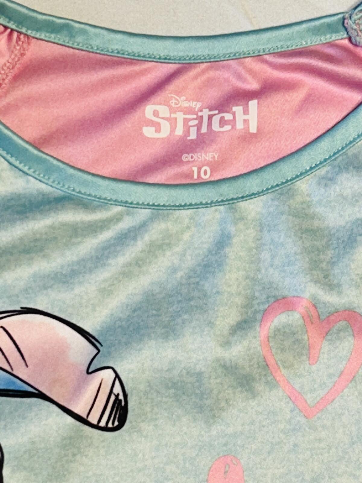Disney Lilo and stitch summer nightgown, cool touch, pink and teal girls 10