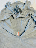 Fabkids T-shirt dress, gray unicorn hooded silver sequin pocket girls size 10/12