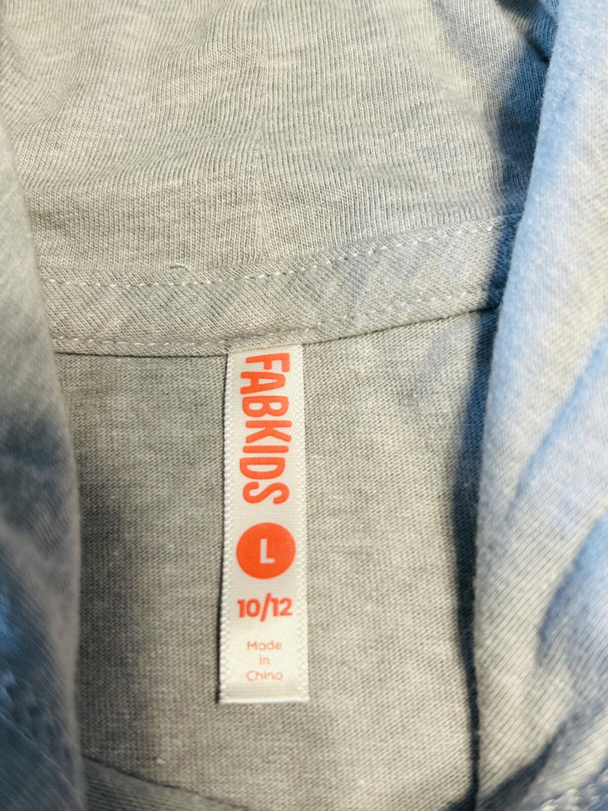 Fabkids T-shirt dress, gray unicorn hooded silver sequin pocket girls size 10/12
