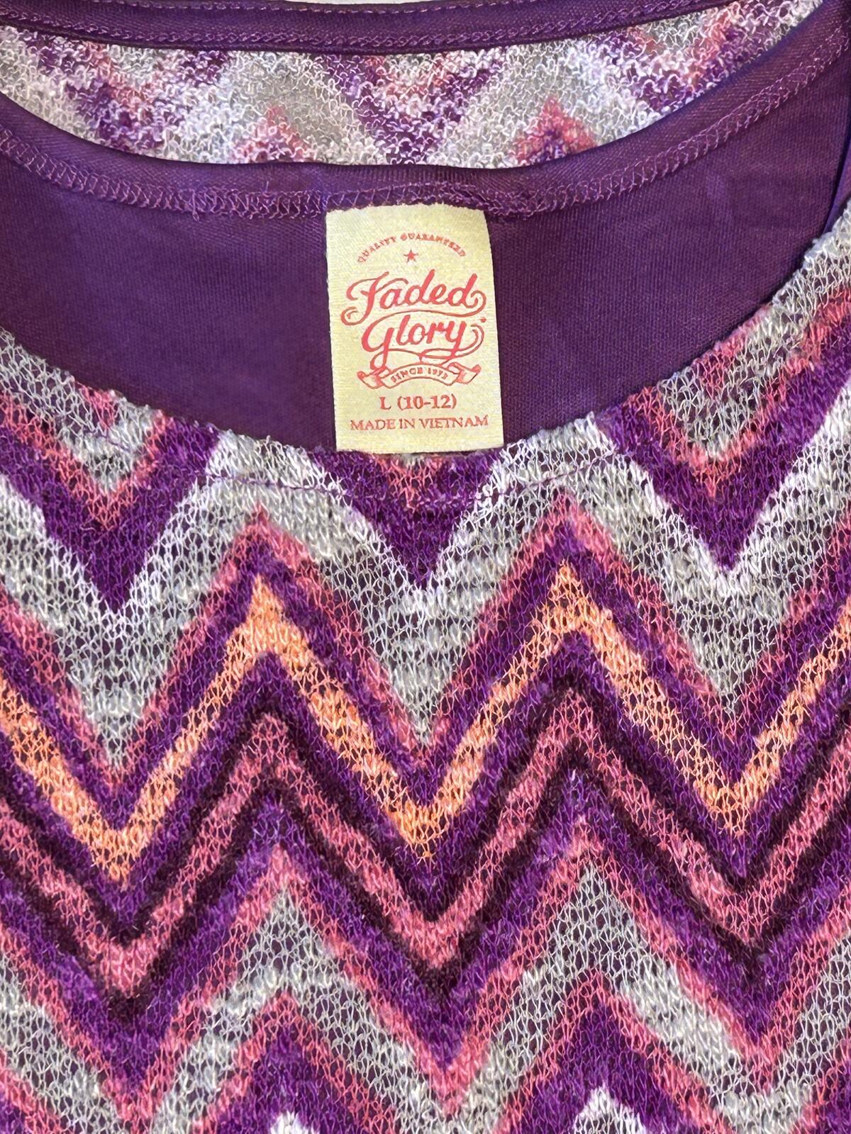 Faded Glory, girls dress, purple tule skirt, gray Chevron pattern top size 10/12