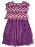 Faded Glory, girls dress, purple tule skirt, gray Chevron pattern top size 10/12