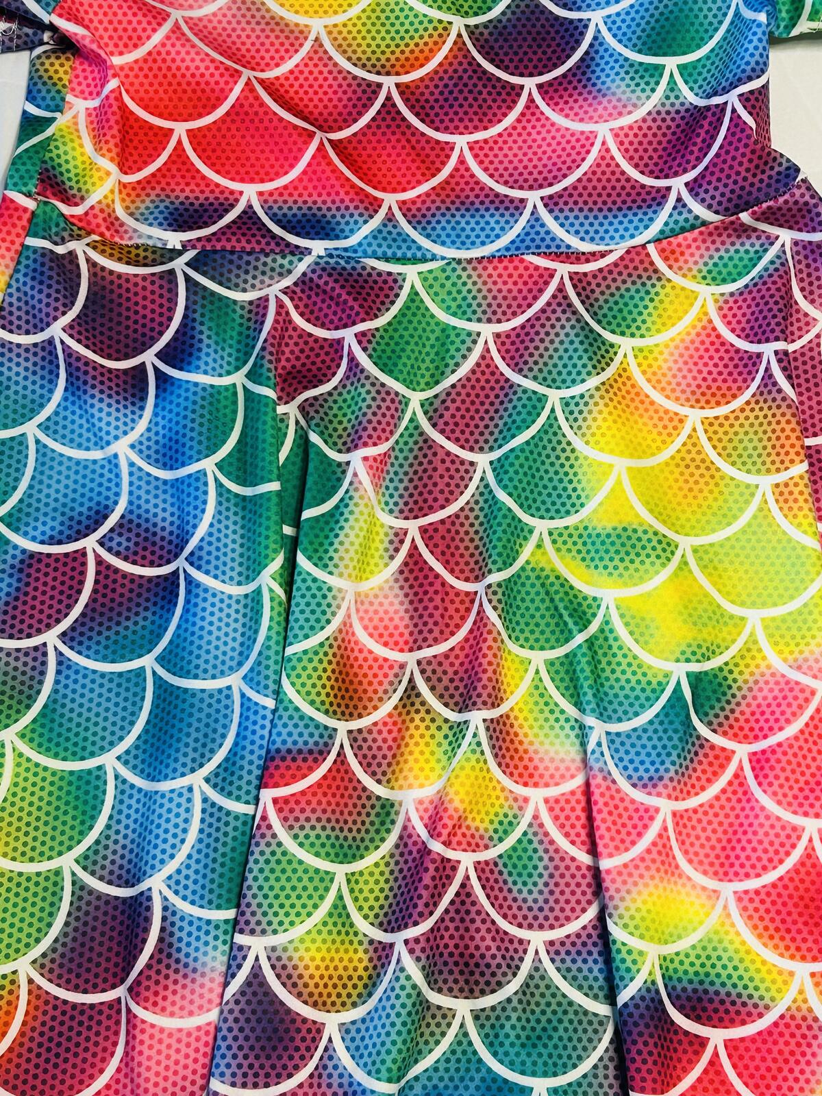 Unbranded, girls dress, rainbow mermaid scales pattern size large