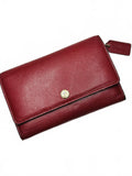 Coach Red Leather Wallet Trifold Shows Wear