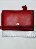 Coach Red Leather Wallet Trifold Shows Wear