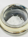 Boots & Barkley Pet Treat Jar Cermaic White with Chalk Label Silver Top
