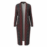Lularoe Long Outerwear Cardigan Red Green Diamonds Ladies S
