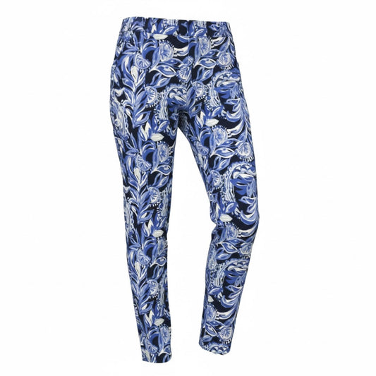 Lilly Pulitzer Dark & Light Blue Floral Print Pants Ladies- 14