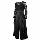 Black Lace Top and Satin Overlay Formal Jumpsuit Ladies XL