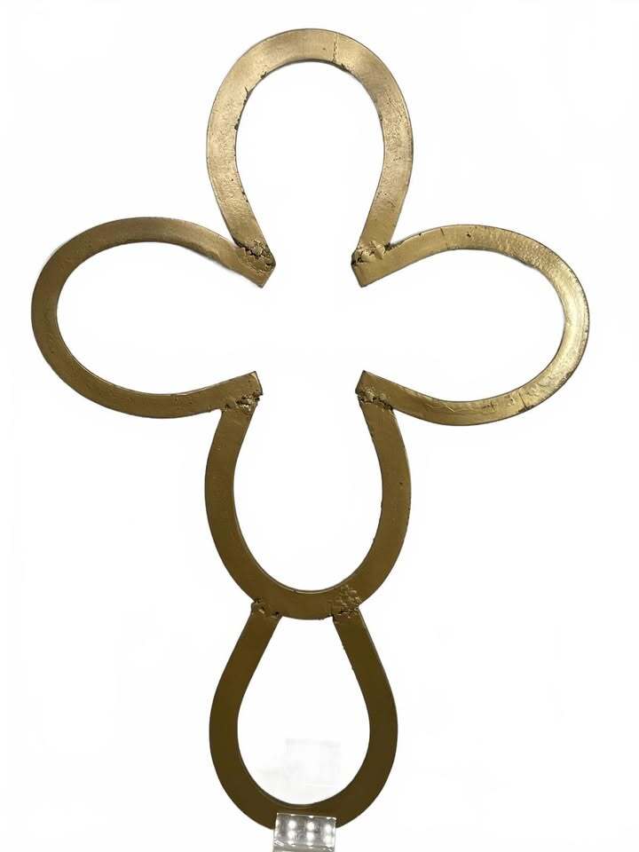 Handmade Iron Cross Horseshoe Wall Art Gold 21" x 14.25"