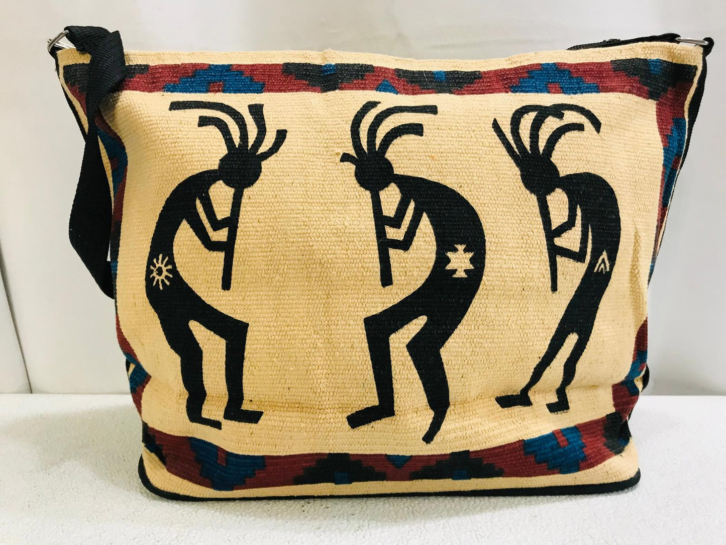 AUTHENTIC Southwestern Kokopelli Tote Bag Woven 17" x 12"
