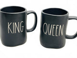 Rae Dunn Artisan Collection by Magenta King and Queen Mug Set Black Ceramic