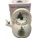 Vintage Spode Christmas Tree Whistling Tea Kettle 2.2 Quart Porcelain Enamel