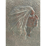VINTAGE Scrapbook 1950's Hard Leather Bound Textured Indian Chief Head  12x14