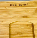 SONGMICS Bamboo Monitor Stand with Phone and Drink Compartments