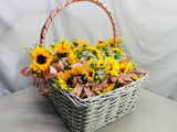 Wedding Boutonnieres Artificial Sunflower with Pink Satin Ribbon Set of 113 Lot