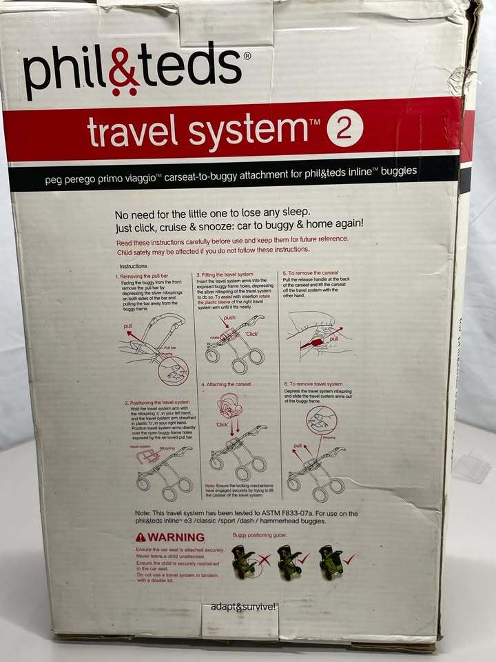 phil&teds Travel System 2 Peg Perego Primo Viaggio Carseat-to-Buggy Attachment