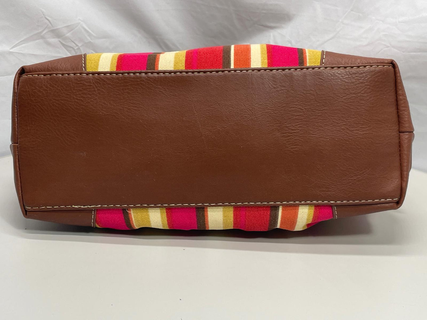 Merona Purse Multi Color Pink Gold Tan Shoulder Straps 3 Large Pockets