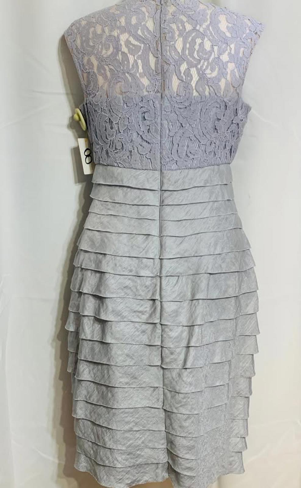 EUC London Times Ball Dress Metallic Silver & Gray Slim Fit Knee Length Ladies 8