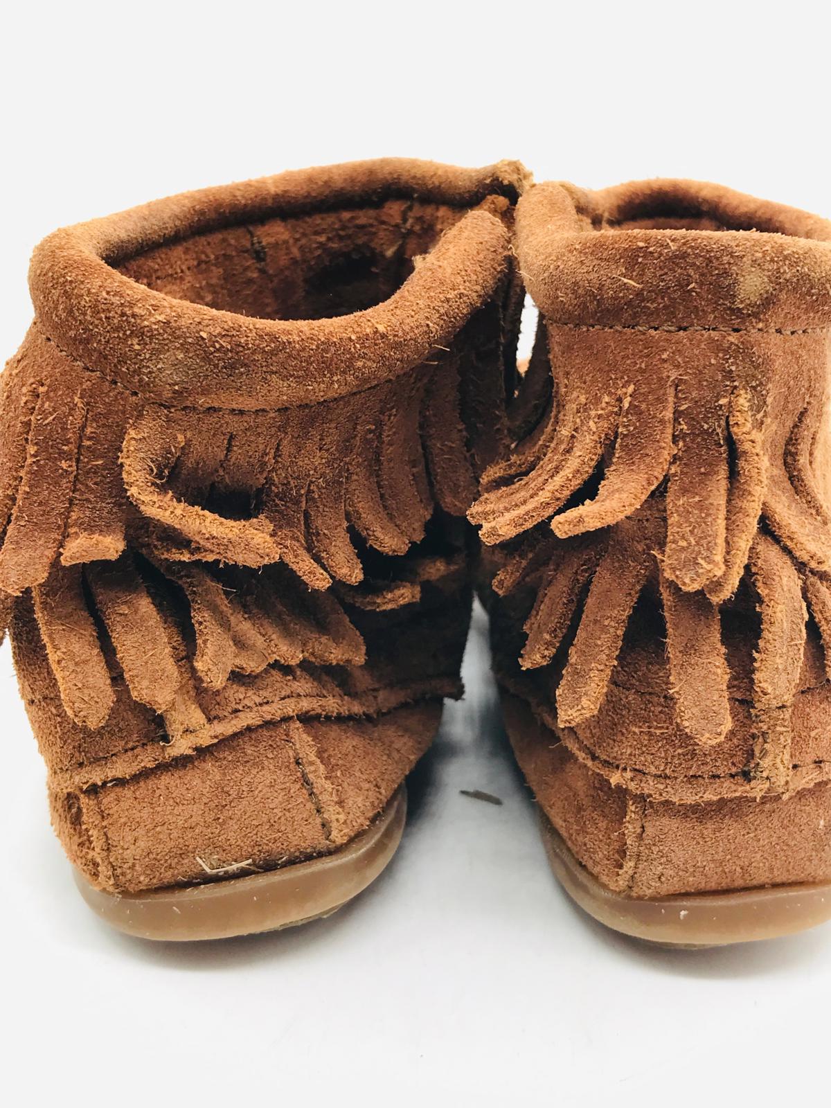 Minnetonka Brown Suede Moccasins Girls  13