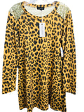 Simply Southern Leopard Print Dress with Sequin Shoulder Accents Ladies S NWT