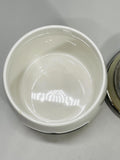 Boots & Barkley Pet Treat Jar Cermaic White with Chalk Label Silver Top