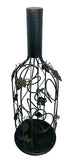Decorative Metal Wine Bottle Holder with Grape and Leaf Design Holds 4 Bottles
