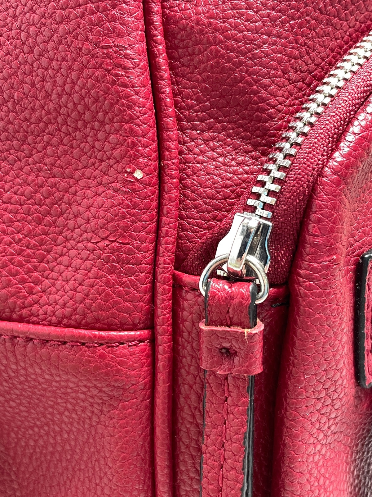 Dana Buchman Red Leather Backpack Has Picking 13" x 10" x 4"