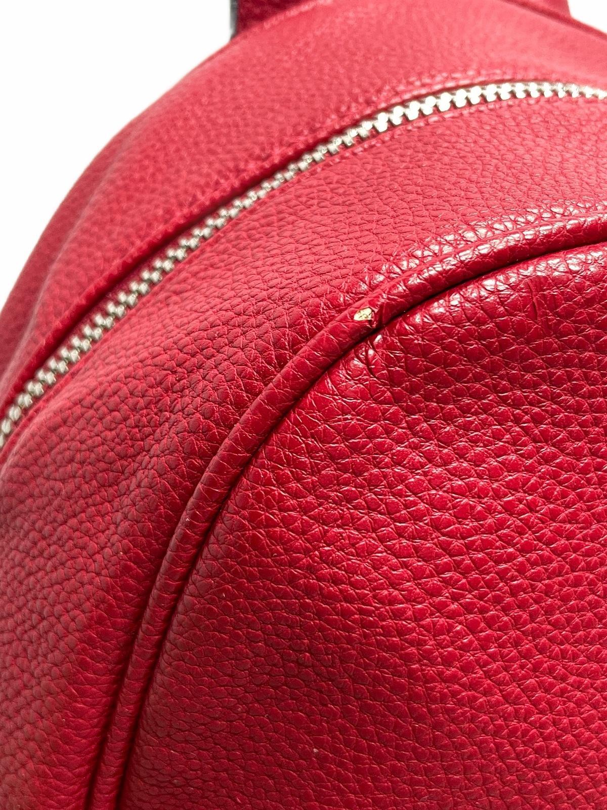 Dana Buchman Red Leather Backpack Has Picking 13" x 10" x 4"