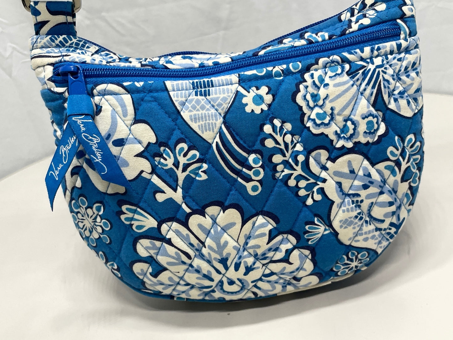 Vera Bradley Quilted Crossbody Bag in Blue Floral Print 8.5" x 5" x 3"