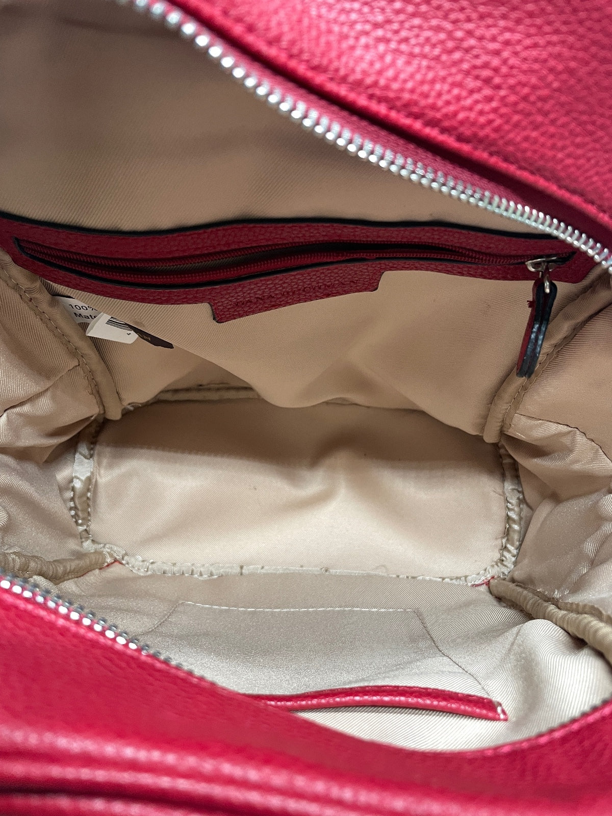 Dana Buchman Red Leather Backpack Has Picking 13" x 10" x 4"
