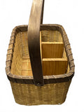 Woven Utensil Picnic Basket Caddy with Divided Compartments and Sturdy Handle