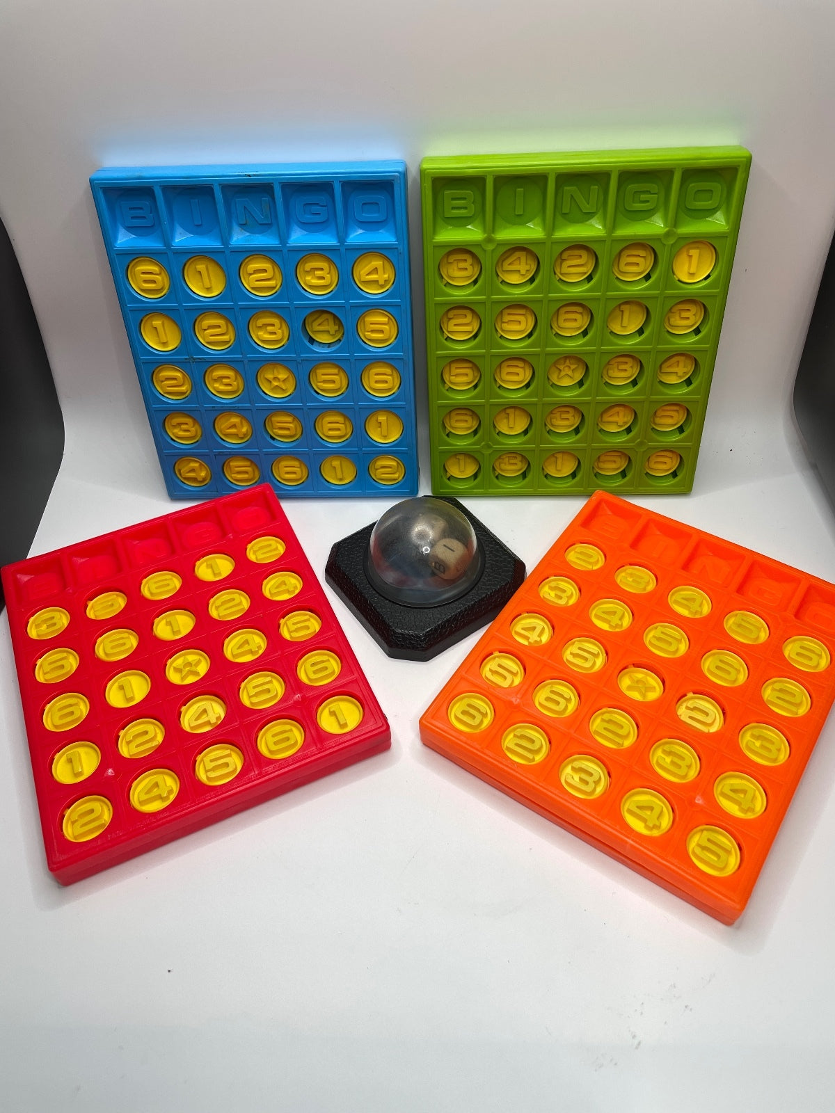 Vintage Bingo Game Set for children with number popper and Four Bingo Boards