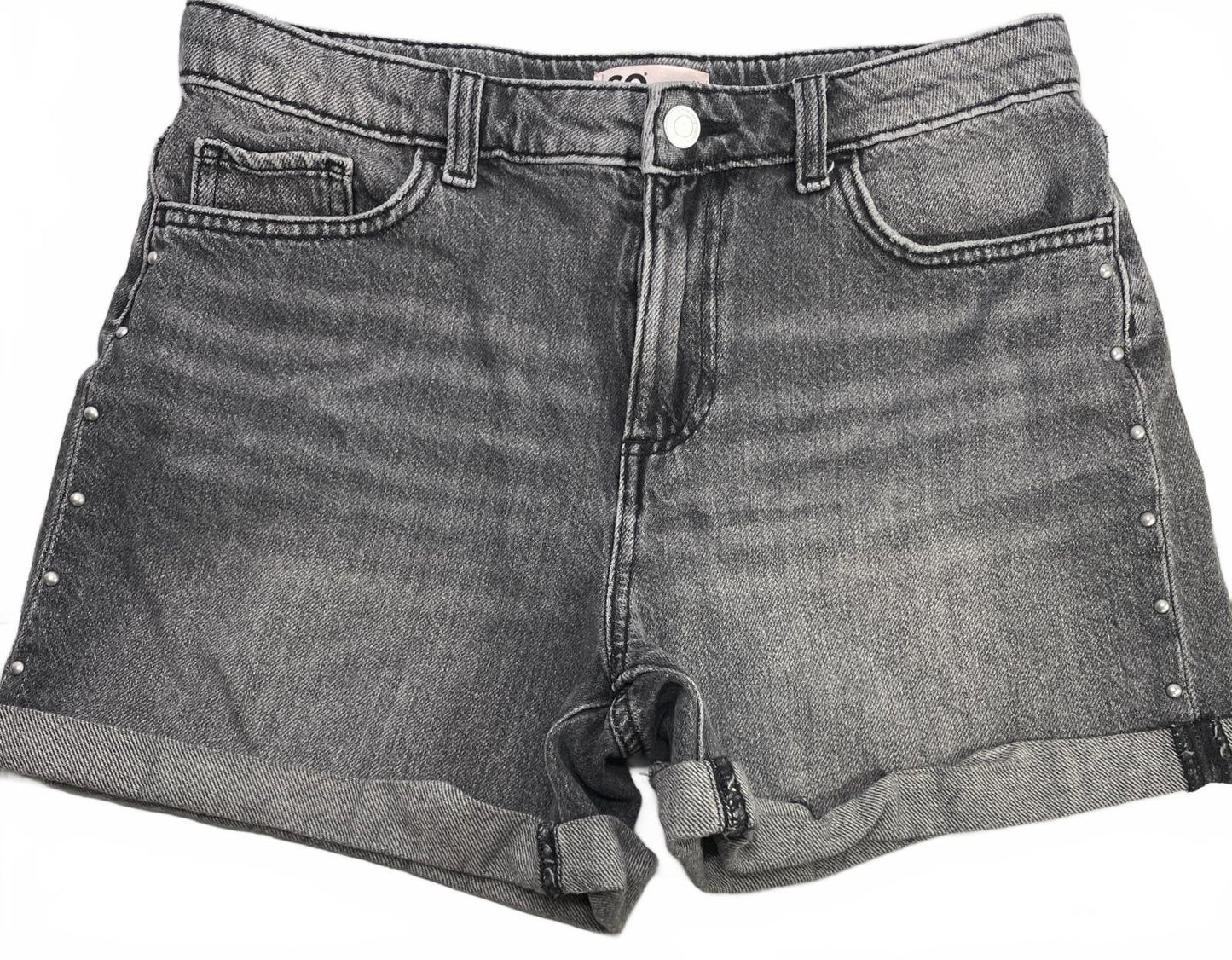 SO Girls Gray Denim Shorts with Silver Studs Girls Size 16