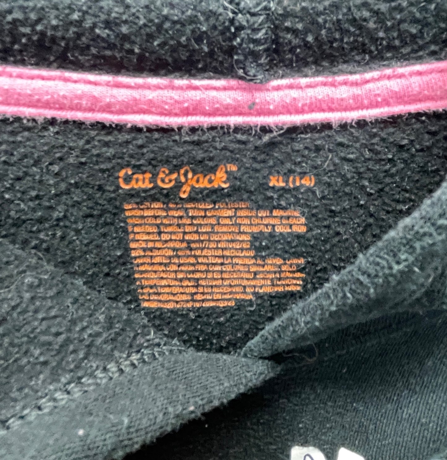 Cat & Jack Black Hoodie with 'Kindness Above All' Rainbow Graphic, Girls XL (14)