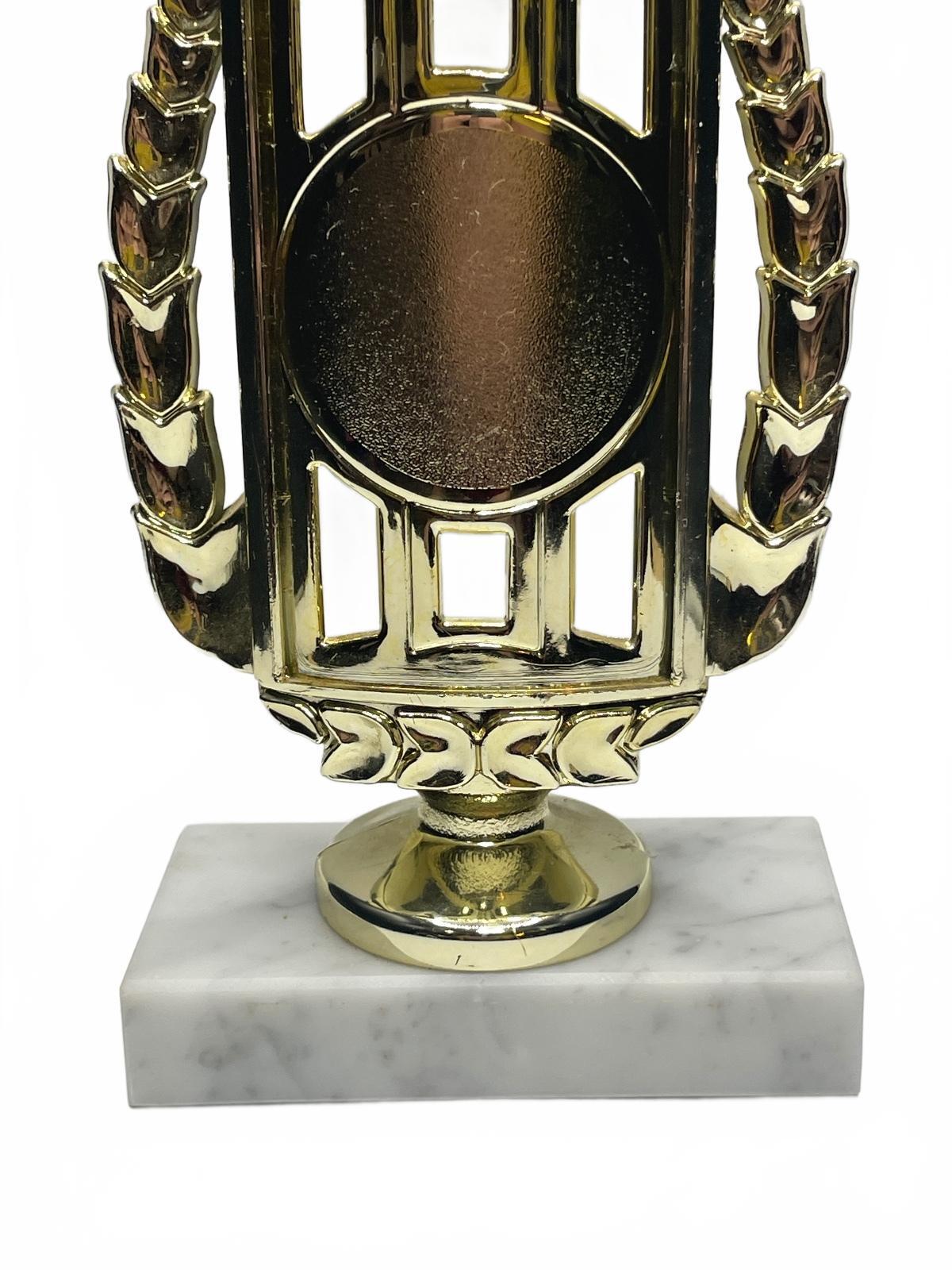 Vintage Plastic Gold Soccer Trophy w Fine Marble Base Made in Italy 11.5" x 4"
