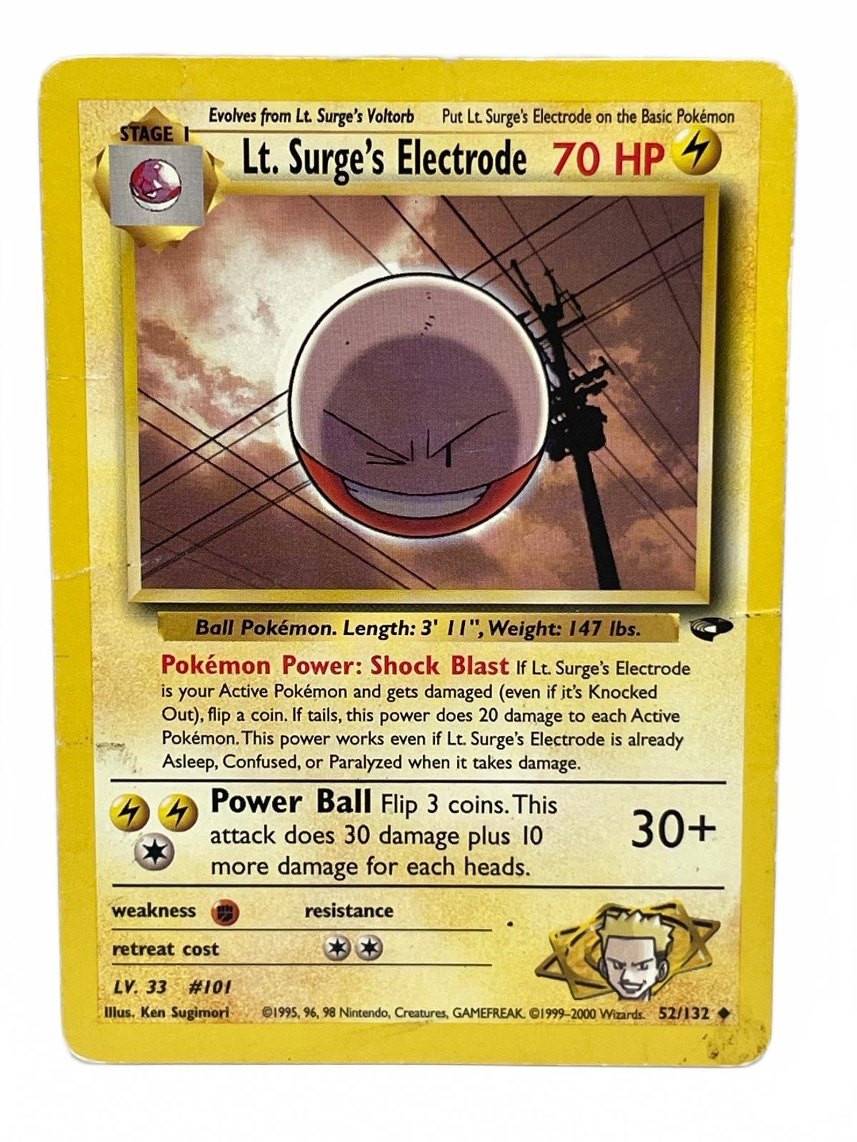 Lt. Surge's Electrode Pokémon Card - Gym Challenge 2000 #52/132