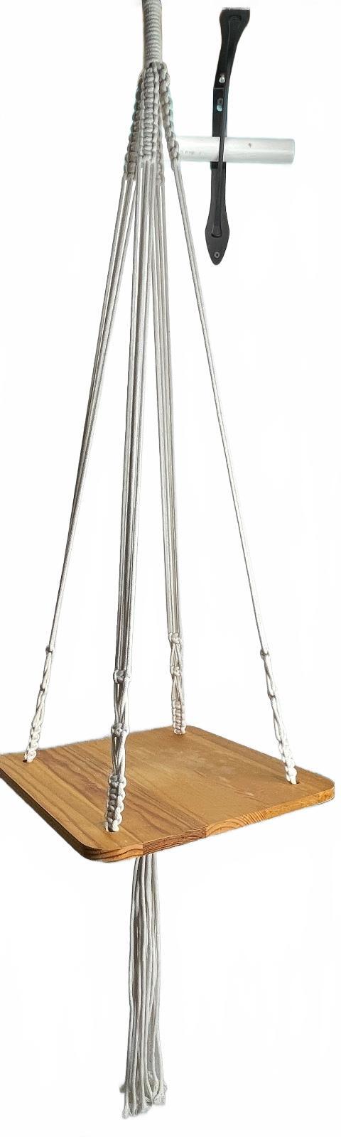 Macrame Hanging Wooden Plant Shelf with Cotton Rope 50" long 12" Wooden Platform