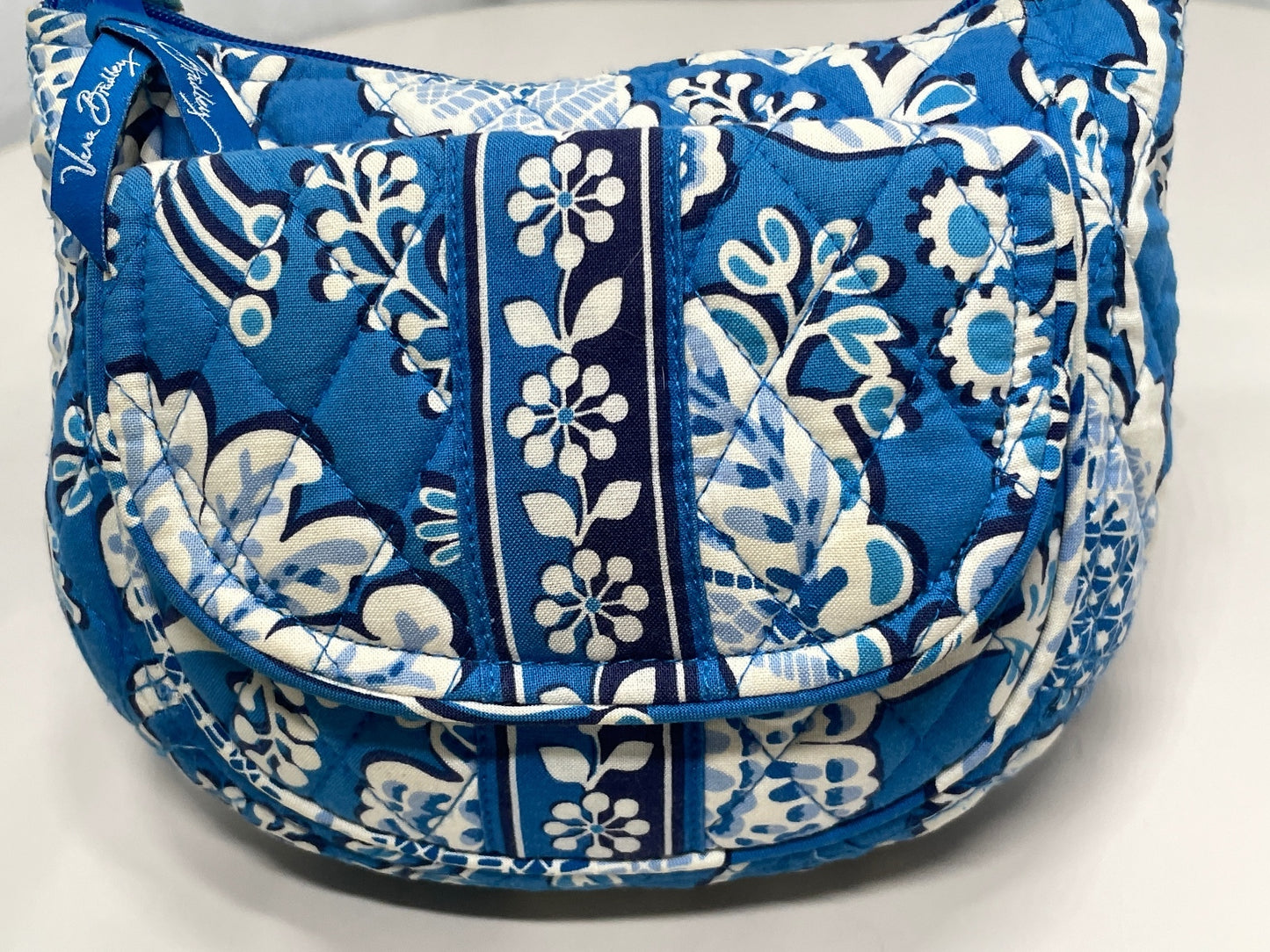 Vera Bradley Quilted Crossbody Bag in Blue Floral Print 8.5" x 5" x 3"