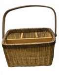 Woven Utensil Picnic Basket Caddy with Divided Compartments and Sturdy Handle