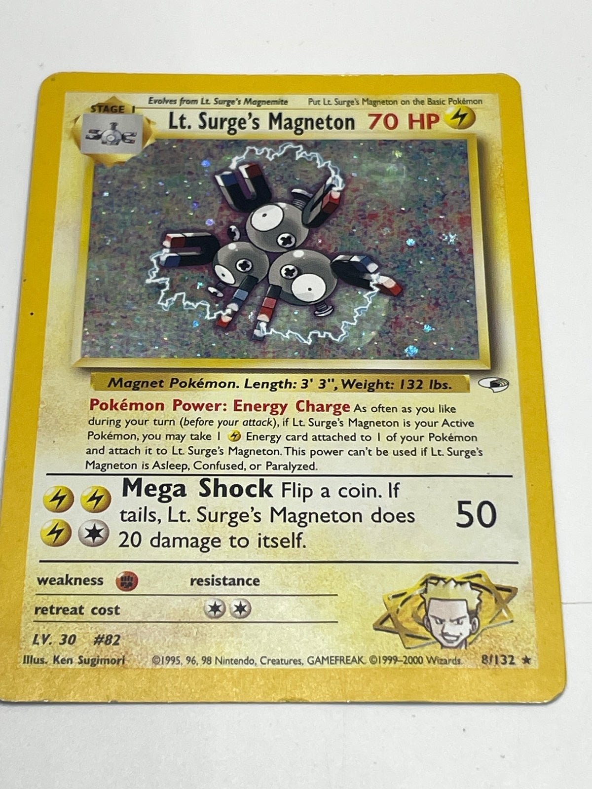 Lt. Surge's Magneton Pokémon Card 70 HP Holo Rare Gym Heroes Set 8/132