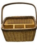Woven Utensil Picnic Basket Caddy with Divided Compartments and Sturdy Handle