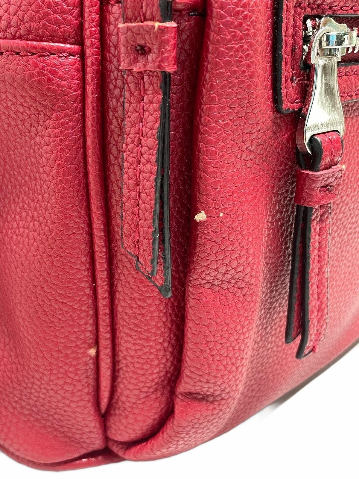 Dana Buchman Red Leather Backpack Has Picking 13" x 10" x 4"